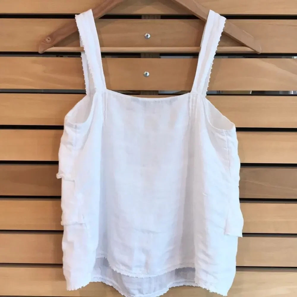 Zara White Tiered Ruffle Tank Top Size Small